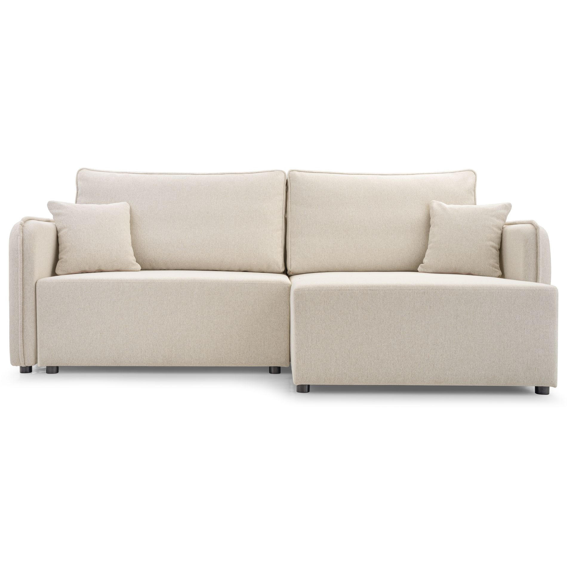 ECKSOFA Kassian, Hellbeige Strukturstoff, rechtsseitig - Ecru/Schwarz, Kunststoff/Textil (227/147cm) - Selsey
