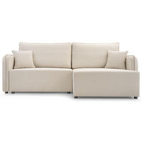 ECKSOFA Kassian, Hellbeige Strukturstoff, rechtsseitig - Ecru/Schwarz, Kunststoff/Textil (227/147cm) - Selsey