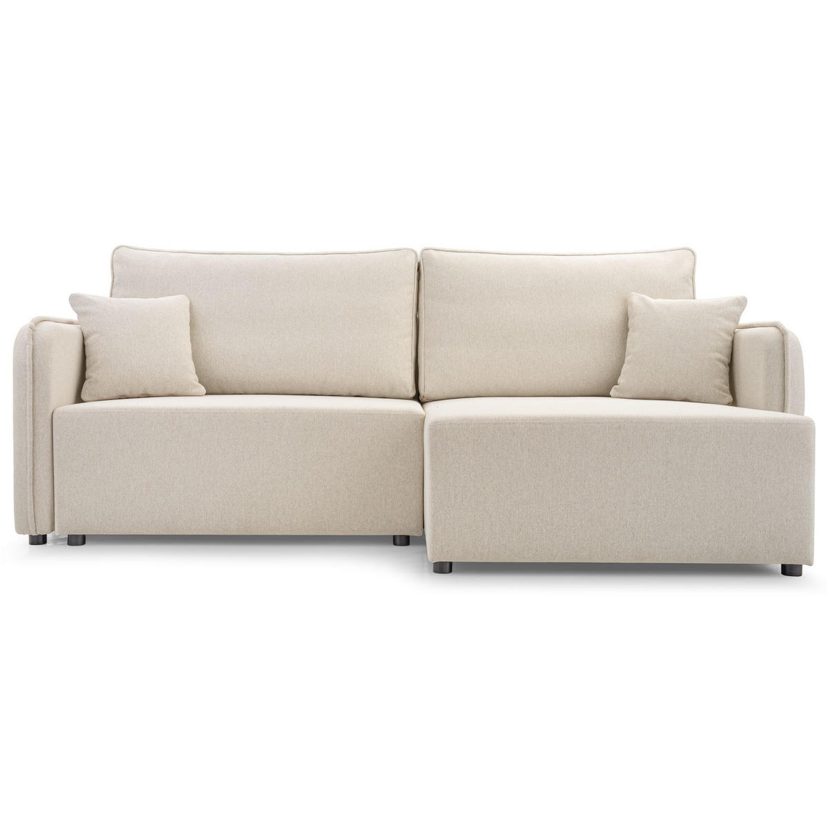 ECKSOFA Kassian, Hellbeige Strukturstoff, rechtsseitig - Ecru/Schwarz, Kunststoff/Textil (227/147cm) - Selsey