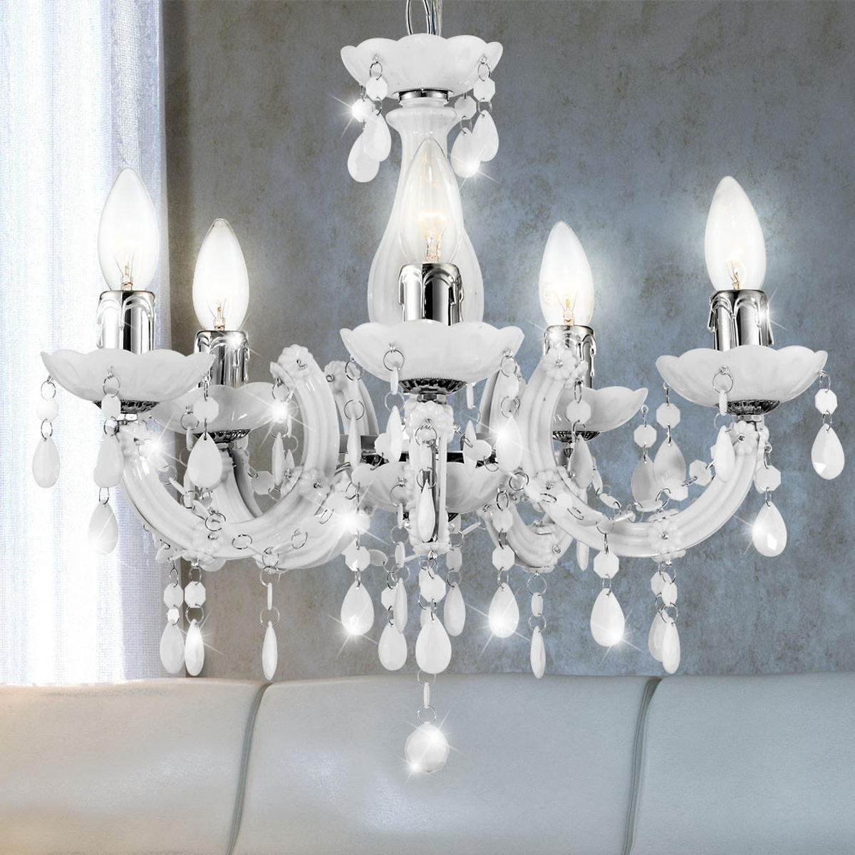 KRONLEUCHTER Metall Weiß - Weiß, Metall (44/44/128cm) - Globo Lighting