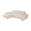 ECKSOFA im Scandi-Stil, Schlaffunktion, Bettkasten B268/T175/H86 cm, Ottomane links, Liegefl. 128x209 cm, Bouclé Chenille Stoff in Beige / 21014 - Eichefarben/Beige, Holz/Textil (268/175cm) - luma-home