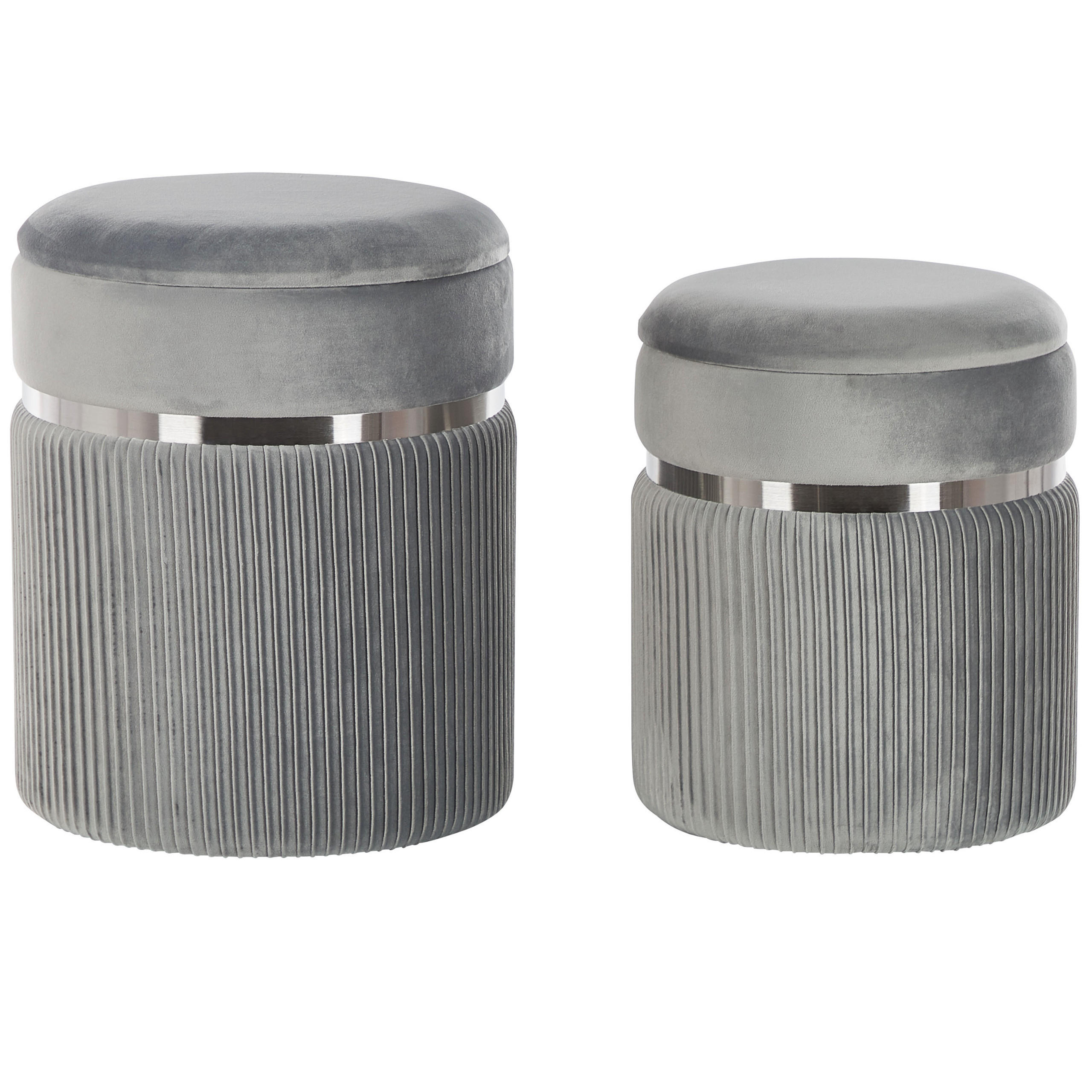 POUF Camdenton 36-31/36-31/44-38 cm - Grau, Textil (36/38/36cm) - Beliani