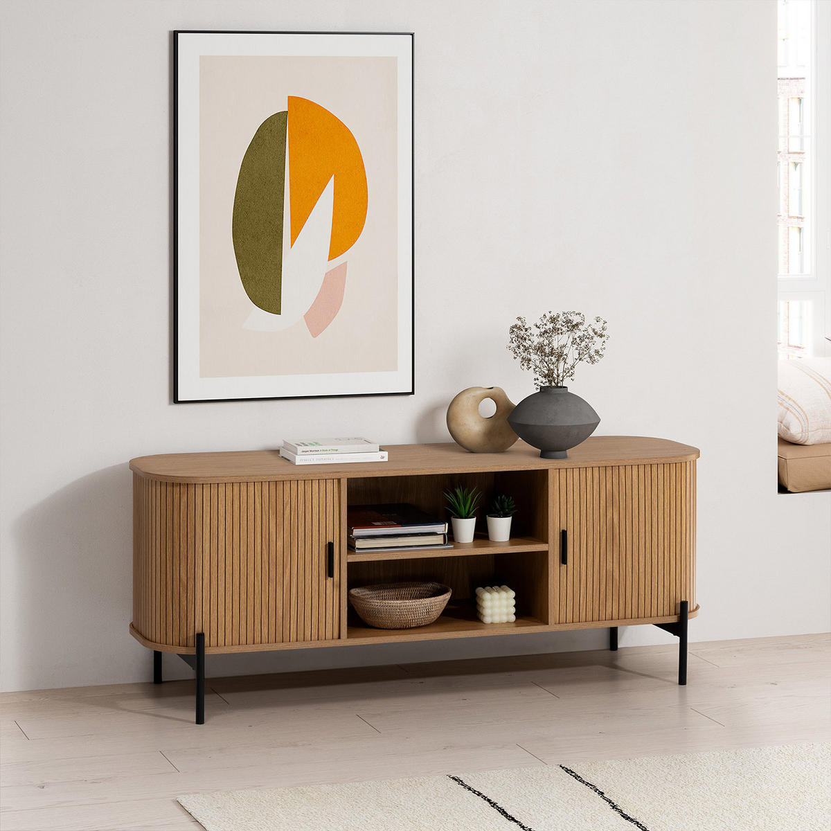 TV-ELEMENT Mónaco 2 türen Eiche-Optik - Honigeiche, Holzwerkstoff (140/55/40cm) - VS Venta-stock