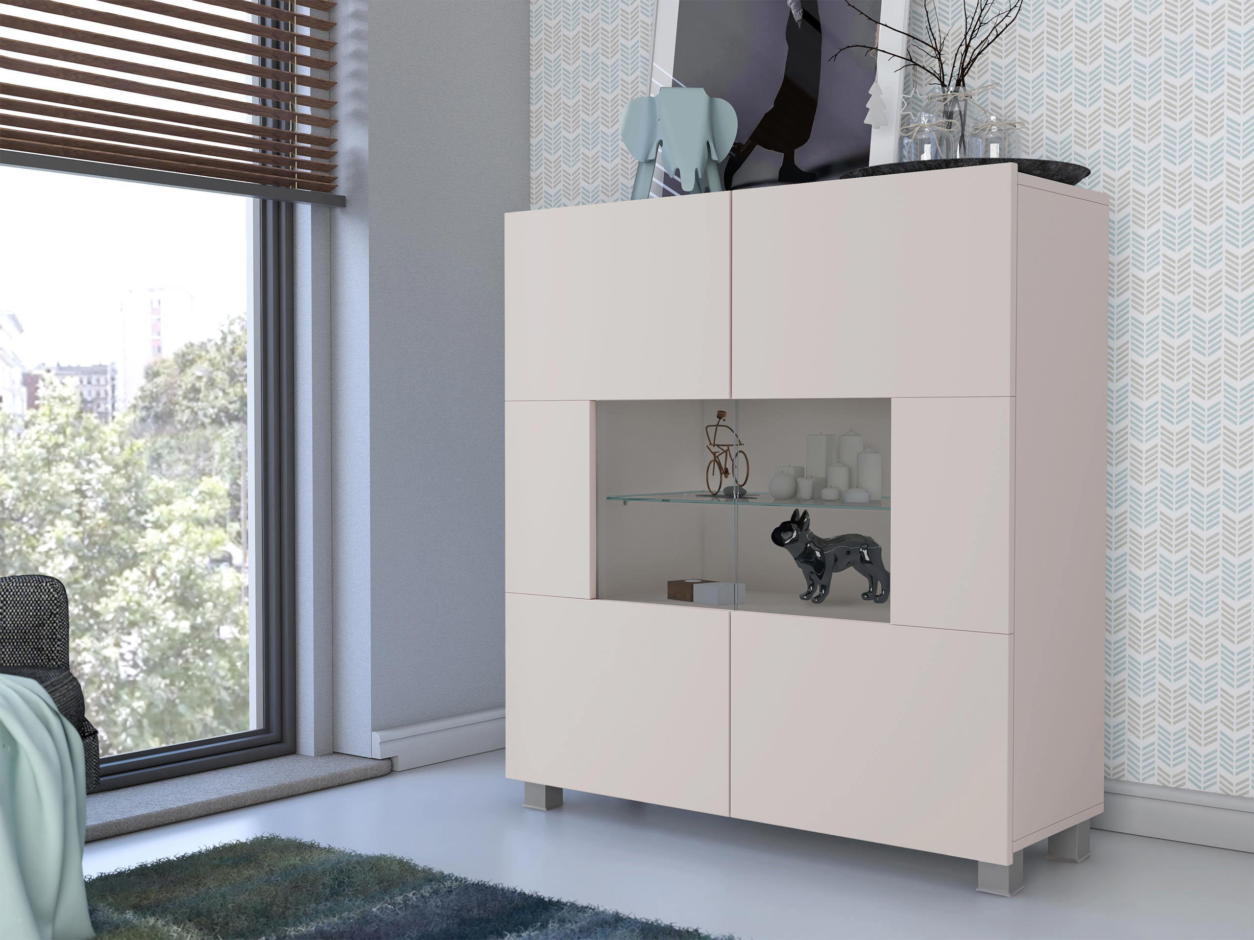 KOMMODE Calabrini 01 - Kaschmir, Holzwerkstoff (100/107/35cm) - MIRJAN24
