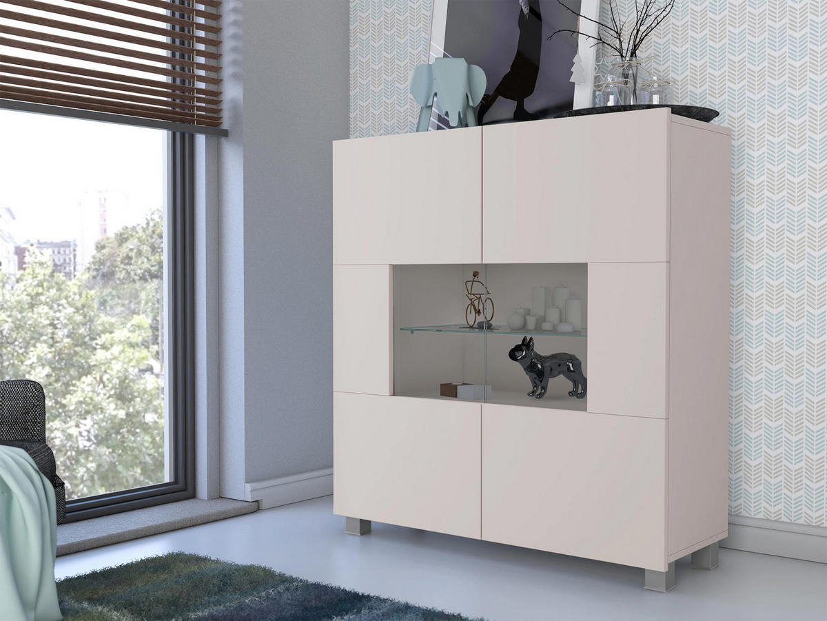 KOMMODE Calabrini 01 - Kaschmir, Holzwerkstoff (100/107/35cm) - MIRJAN24