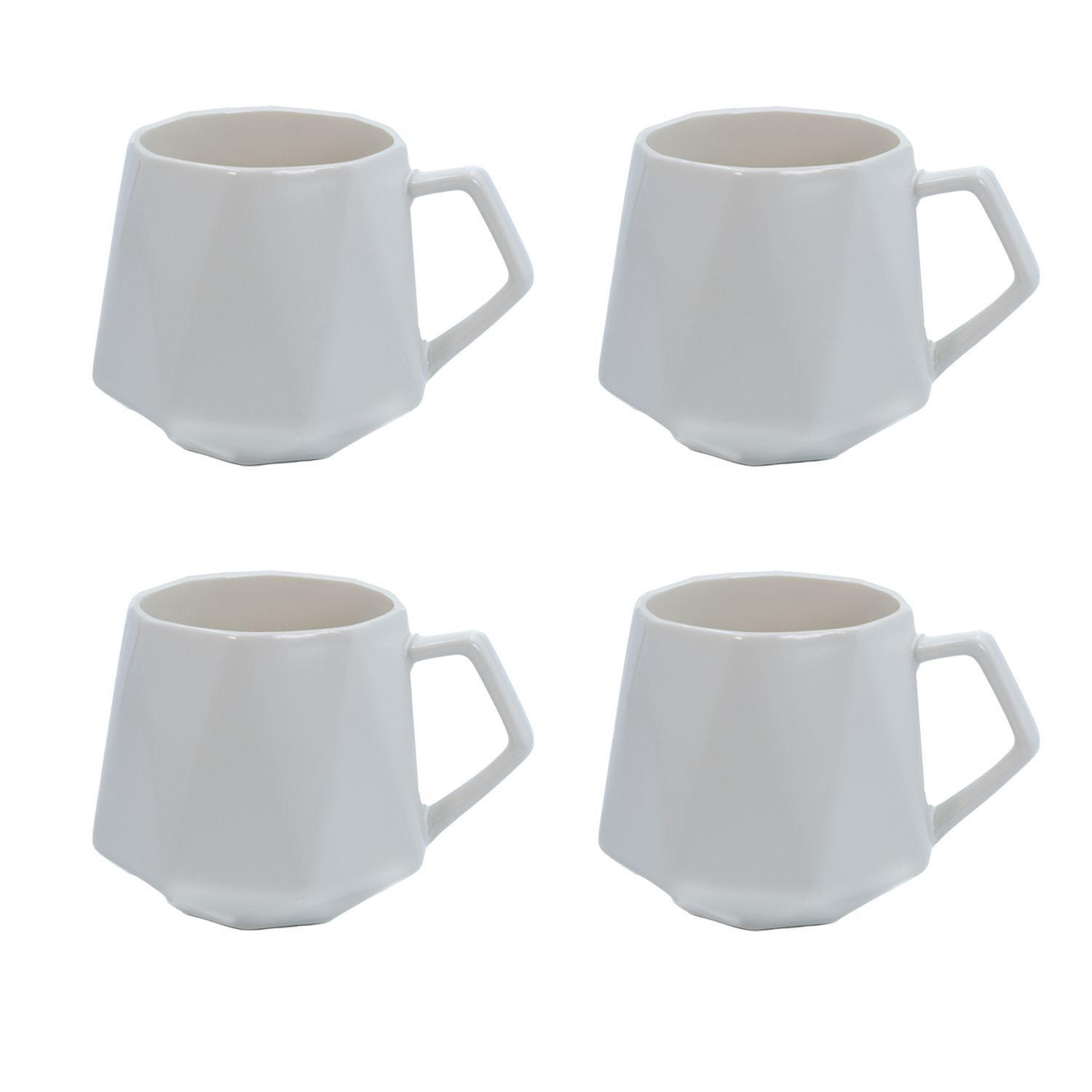TEETASSE in Feinschliff Optik 350 ml (4-tlg.) - Weiß, Keramik (0.35L) - Intirilife