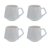 TEETASSE in Feinschliff Optik 350 ml (4-tlg.) - Weiß, Keramik (0.35L) - Intirilife