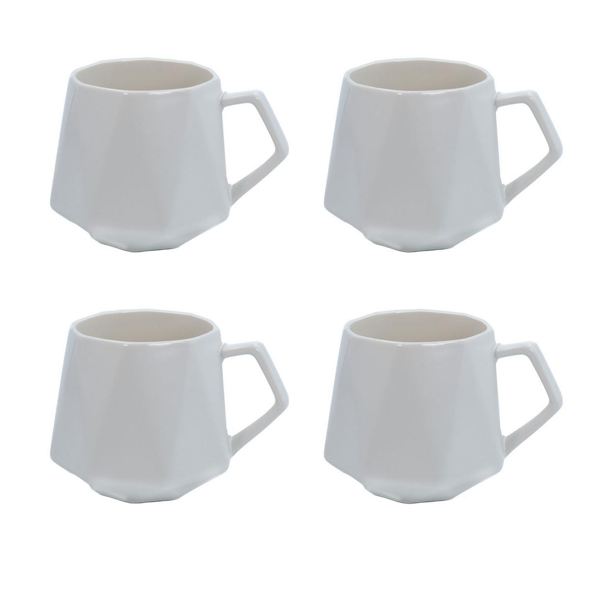 TEETASSE in Feinschliff Optik 350 ml (4-tlg.) - Weiß, Keramik (0.35L) - Intirilife