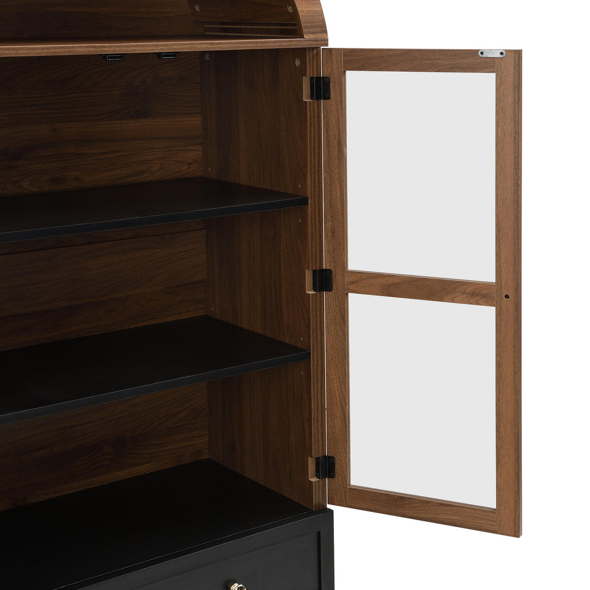 HIGHBOARD in Walnussfarben Bücherregal mit verstellbaren Einlegeböden für Wohnzimmer und Esszimmer, B70/T38/H168 cm - Transparent/Nussbaumfarben, Glas/Holzwerkstoff (70/168/38cm) - STILVORA