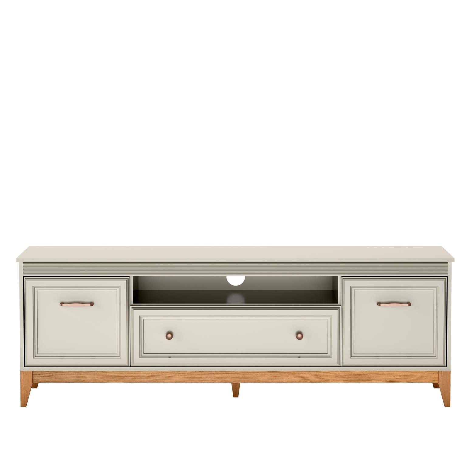 RTV-SCHRANK Windsor Kaschmir, Breite Dreitürige TV-Tisch mit Schublade - Kaschmir, Holzwerkstoff (179/62/41cm) - Bettso