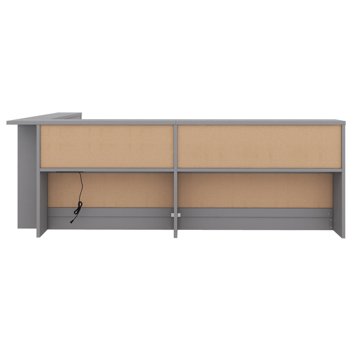 DNEVNA postelja iz iverne plošče 90x200 cm siva z vtičnico, 2 USB priključkoma in policami - siva, leseni material (90/200cm) - Modfu