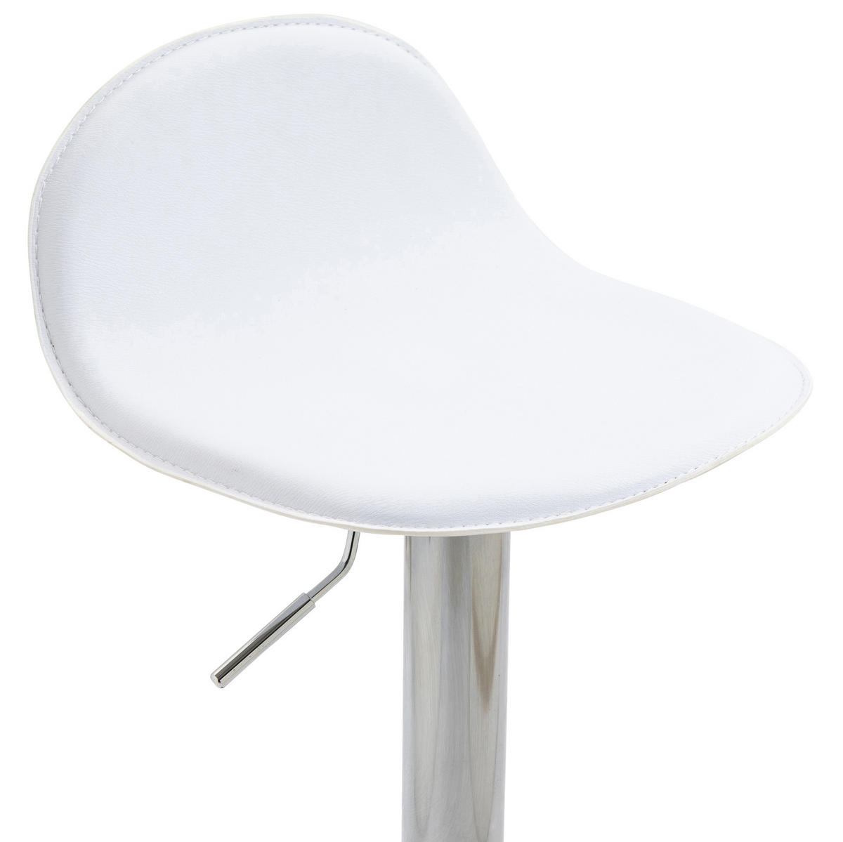 BARHOCKER 2er Set Lederlook weiß - Chromfarben/Walnussfarben, Textil/Metall (39/94/41cm) - CLP