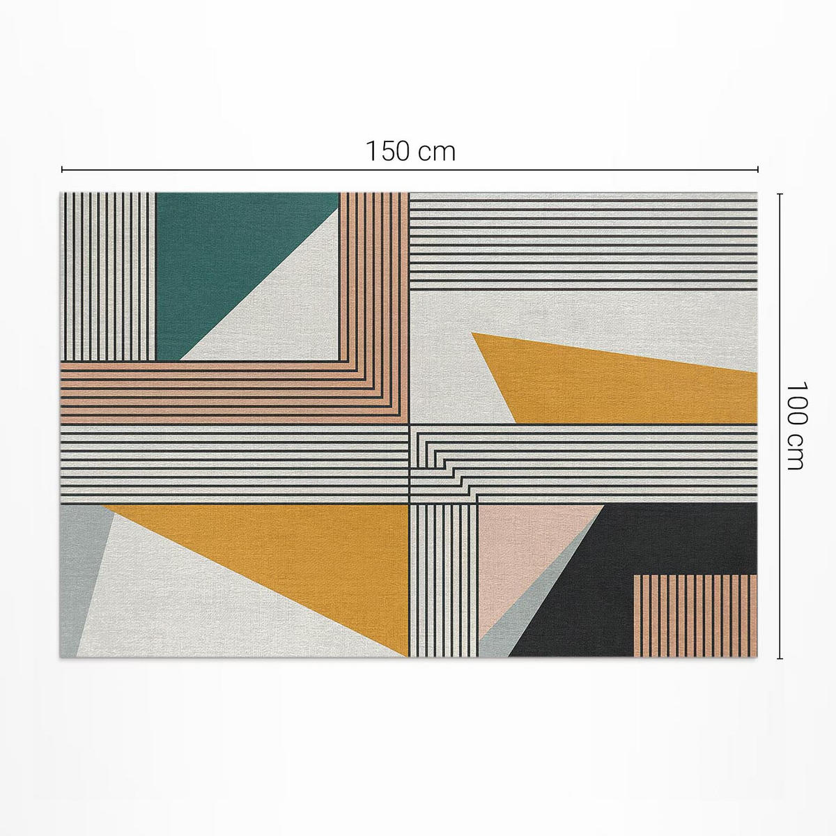 TEPPICH 100x150 cm Lineare Abstraktion Bauhaus - Türkis, Kunststoff (100/150cm) - Wallfluent