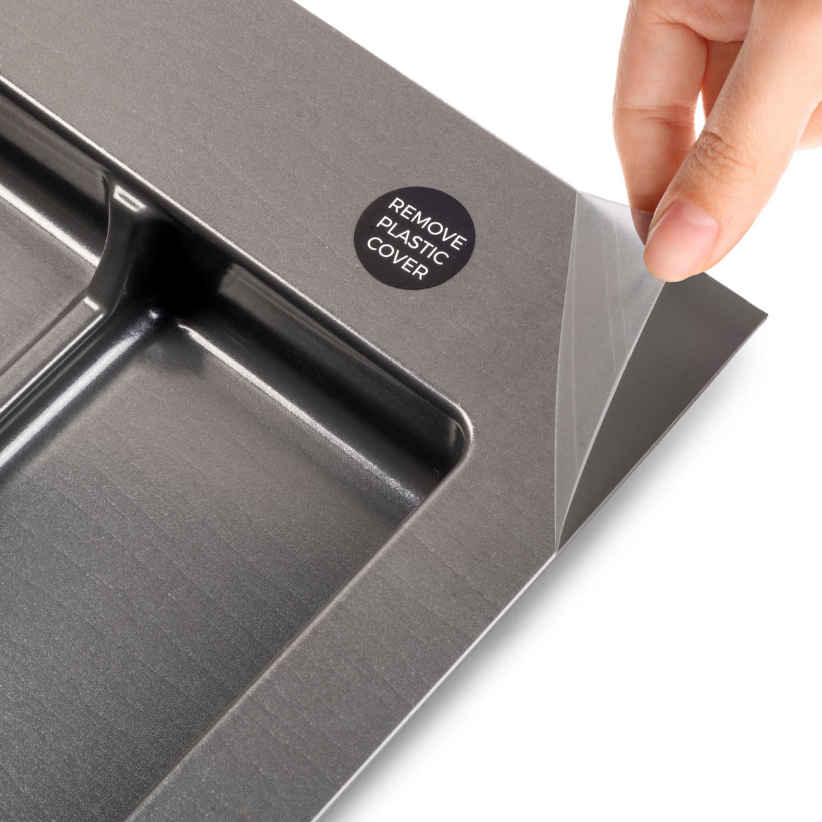 BASIS für Recyclingbehälter für Küchenschublade, 3 Fächer, Modul 900mm, Kunststoff anthrazitgrau - Anthrazit, Kunststoff (83.6/3/48.2cm) - EMUCA