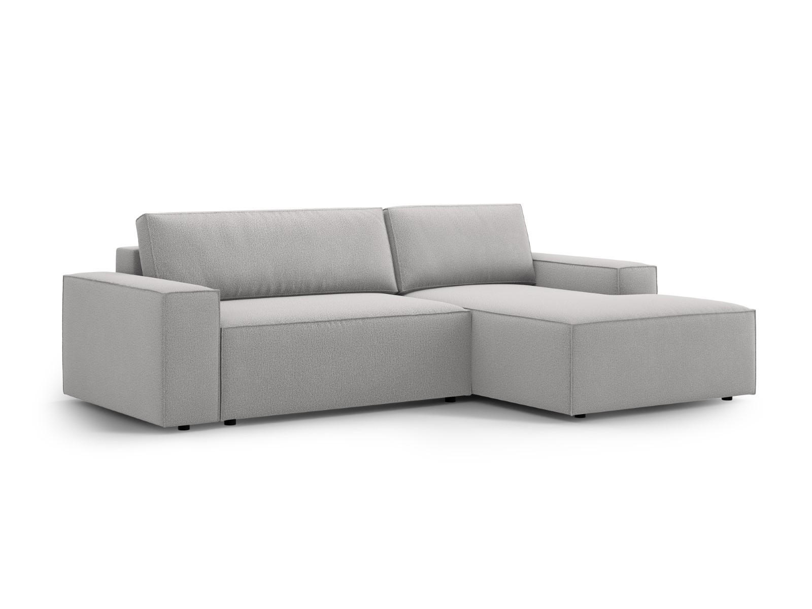 AUSKLAPPBARES-ECKSOFA rechts mit Container Jodie aus strukturiertem Stoff hellgrau 3 Sitzplätze - Hellgrau, Textil (246/151cm) - Micadoni
