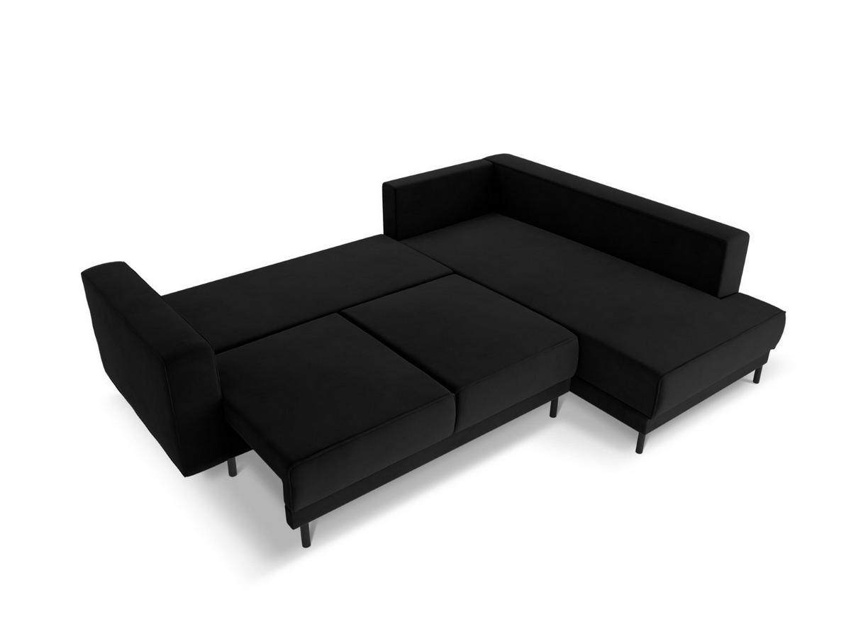 AUSKLAPPBARES-ECKSOFA rechts Caro aus Samt schwarz 5 Sitzplätze - Schwarz, Textil (187/247cm) - Micadoni