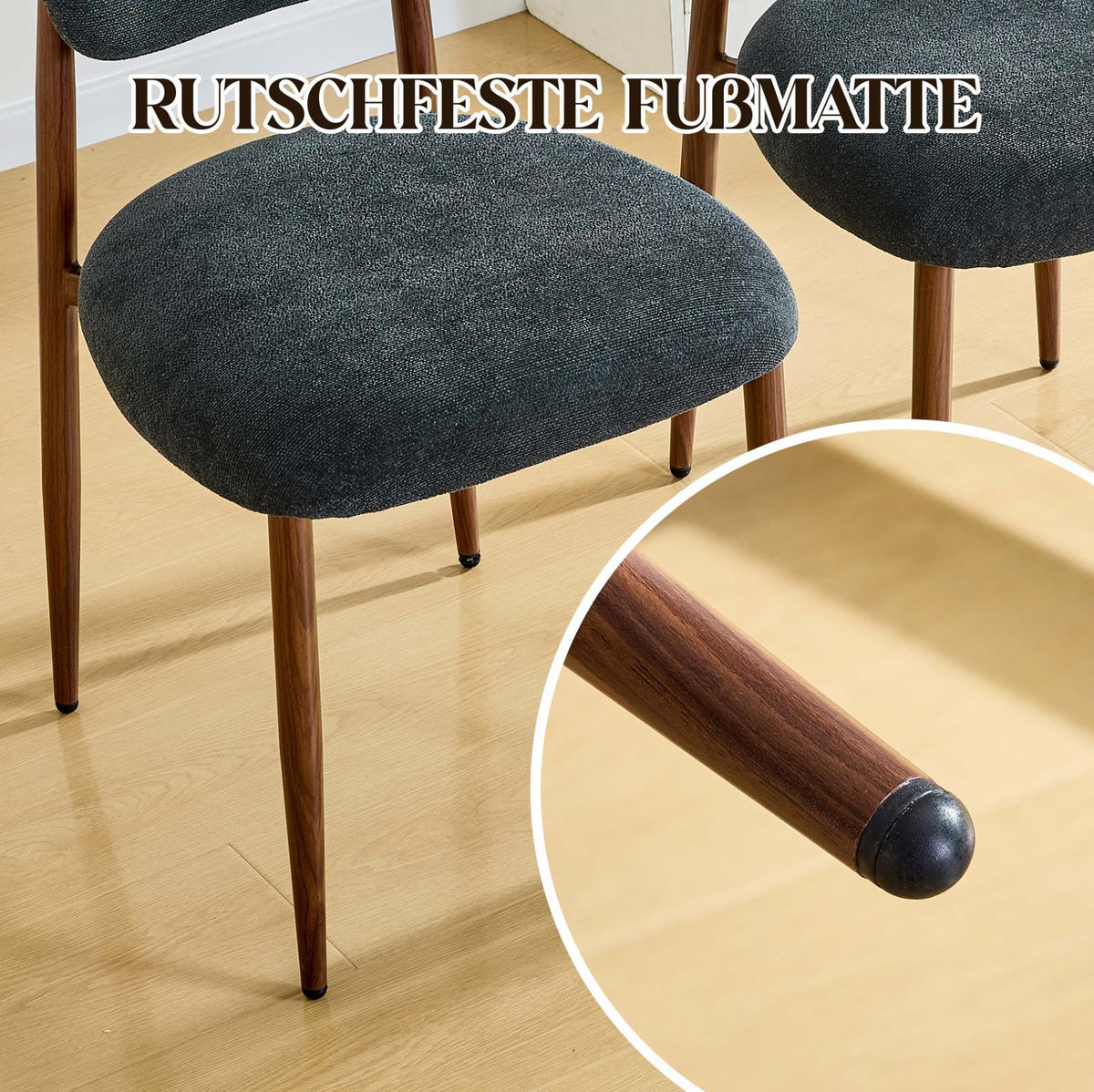 VIERFUSSSTUHL 2er-Set 58,5/48/83 cm Schwarz aus Leinen mit gepolsterter, gebogener Rückenlehne - Schwarz, Textil (58.5/83/48cm) - OKMYHOME