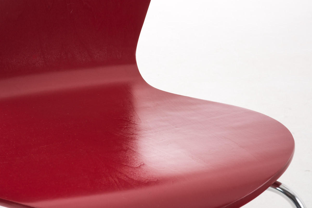 BESUCHERSTUHL Calisso mit Holzsitz und Metallgestell, Farbe: Rot - Chromfarben/Rot, Holz/Metall (42/85/47cm) - TPFLiving