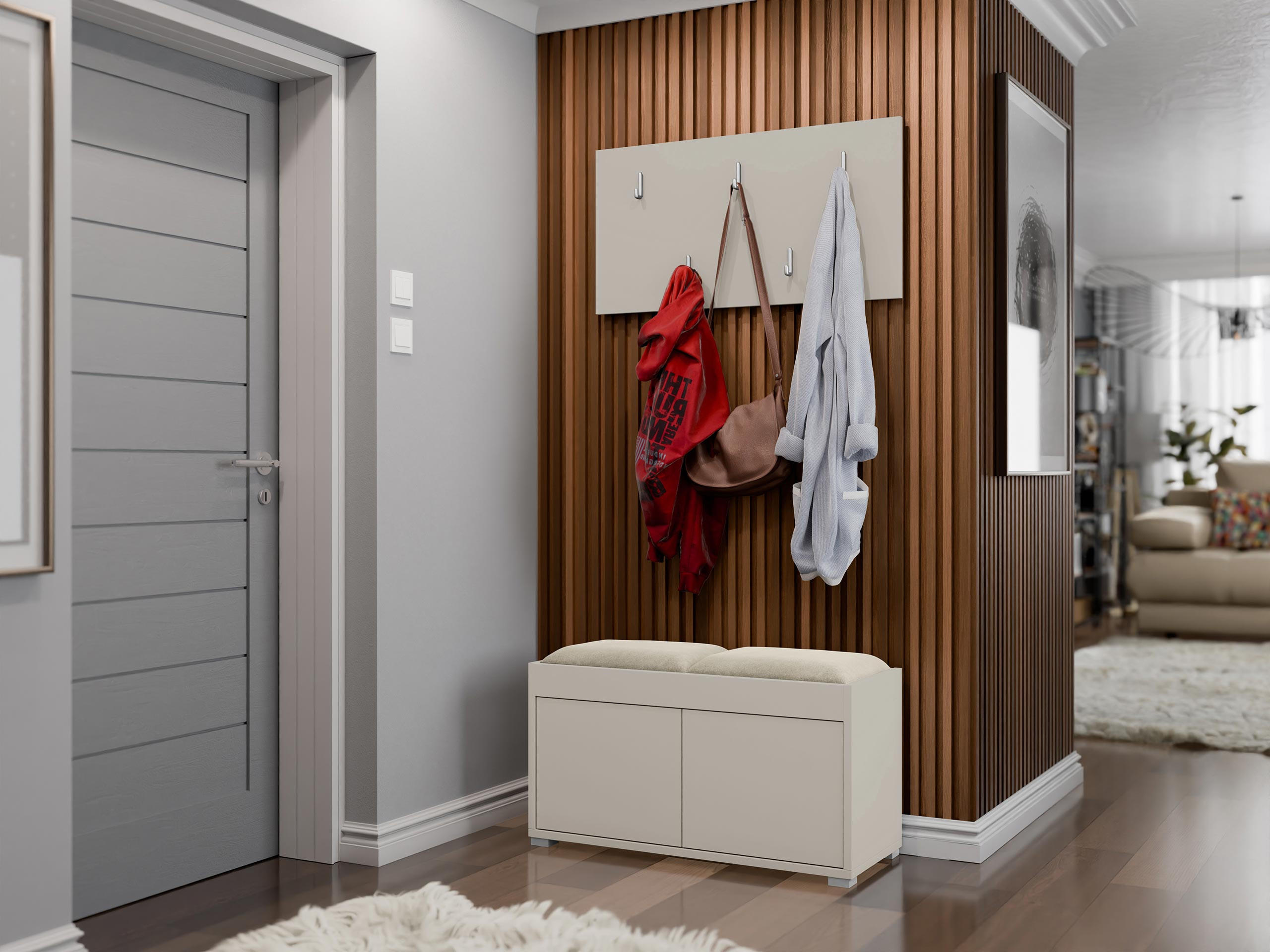 GARDEROBEN-SET Gesita VII - Kaschmir/Beige, Holzwerkstoff/Kunststoff (84/45/35cm) - MIRJAN24