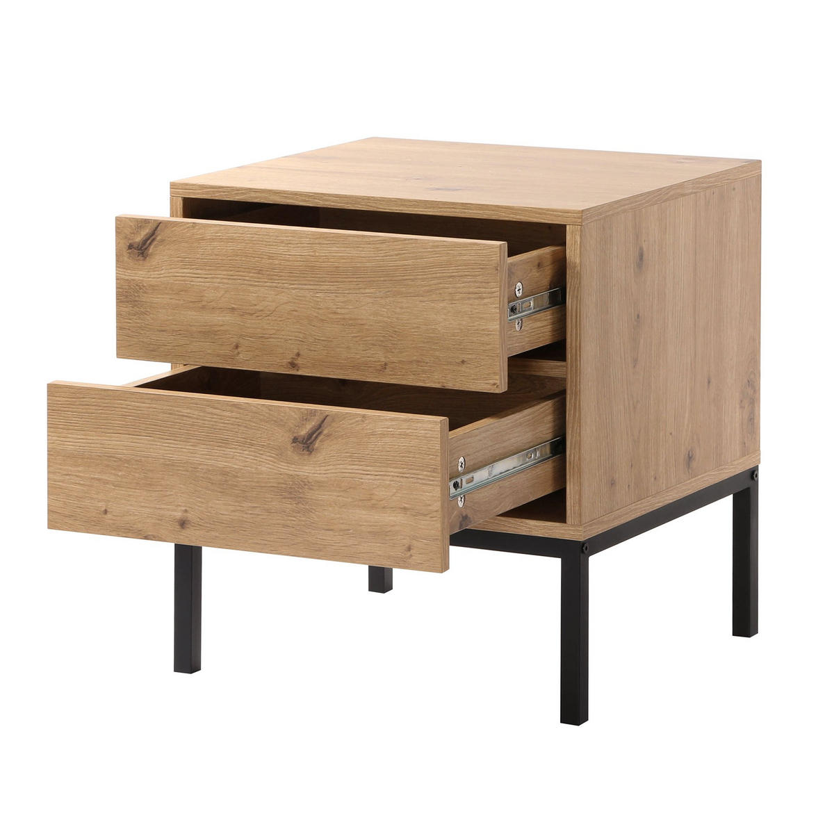 NACHTTISCH mit 2 Schubladen Holzdekor 45/40/50 cm - Eichefarben, Holzwerkstoff (40/50/45cm) - Calicosy