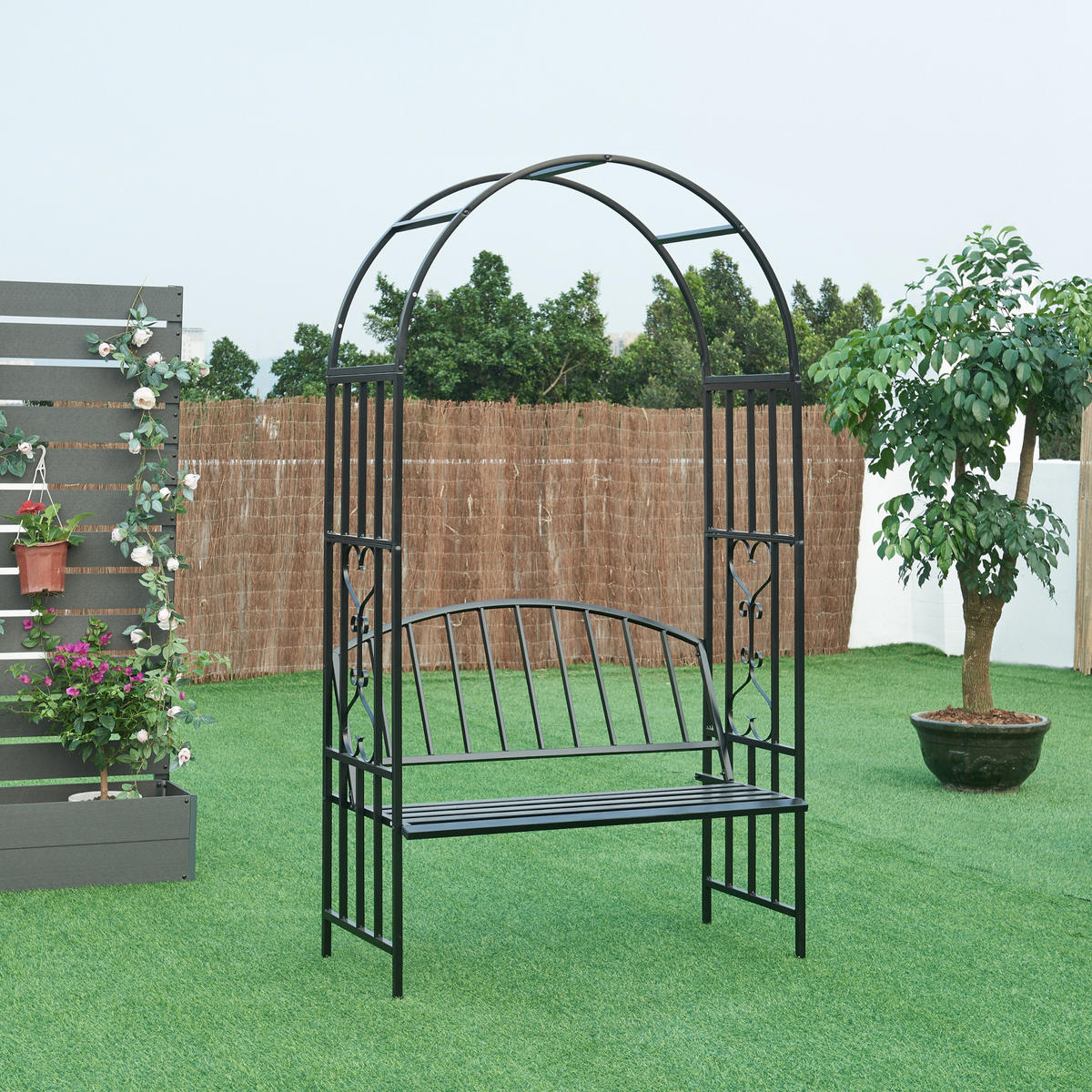 ROSENBOGEN Barile - Schwarz, Metall (114/205/55cm) - casa.pro