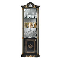 ECKVITRINE BELLA in Schwarz/Gold 2-Türig - Schwarz Hochglanz/Goldfarben, Glas/Holzwerkstoff (64/207/45cm) - Interdesign24