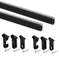 SCHRANKSCHIENEN Silk, 1,15m mit Halterungen, Aluminium und Kunststoff, Schwarz lackiert 2er-set - Schwarz, Metall (120cm) - EMUCA