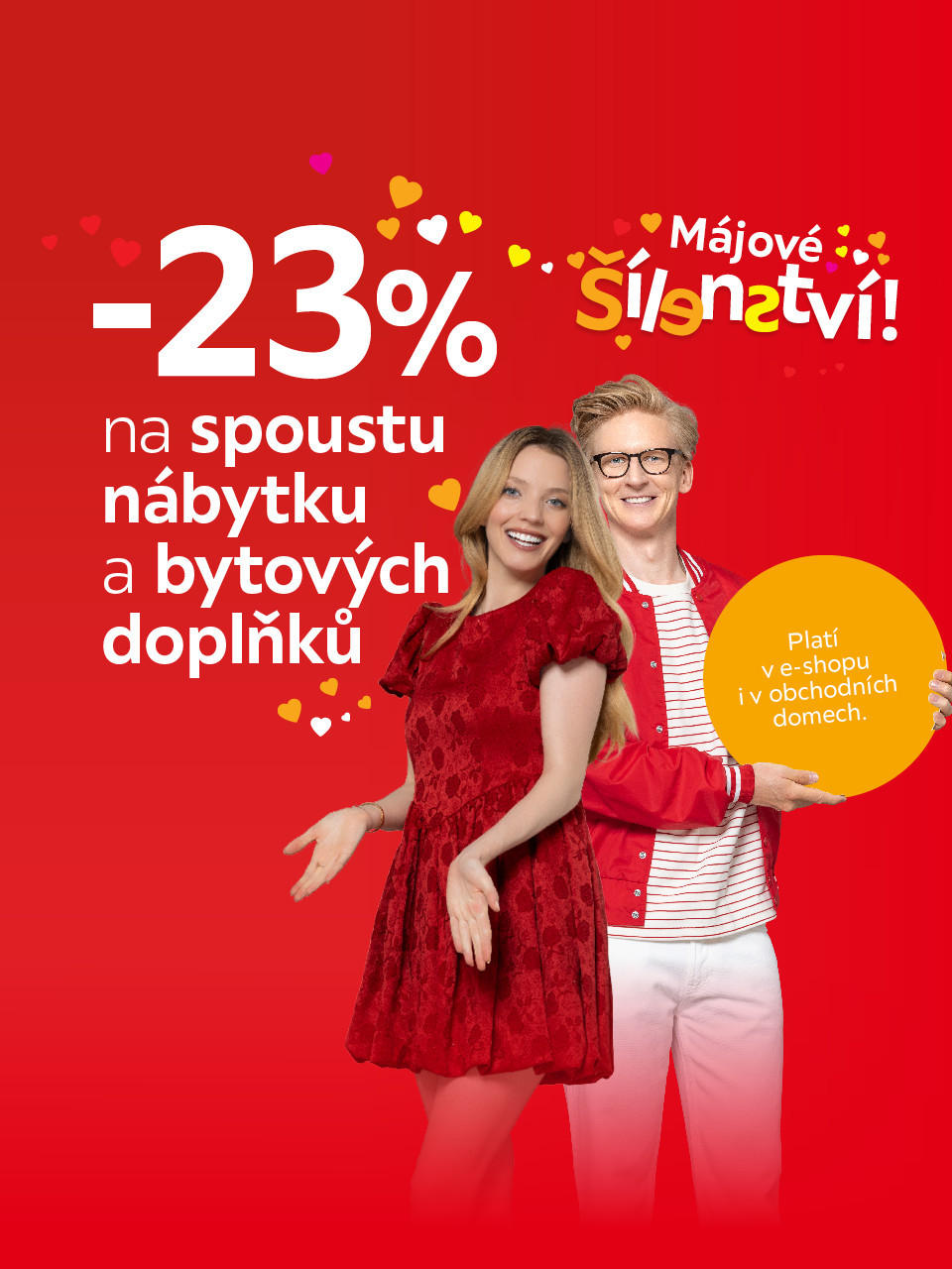 23% sleva na spoustu nábytku a bytových doplňků. Platí online i v obchodních domech.