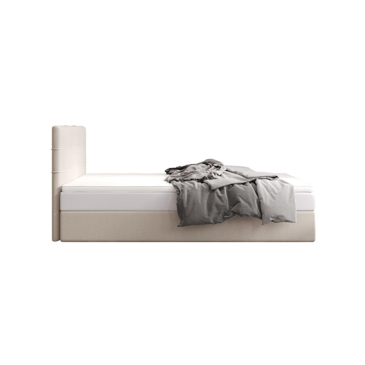 BOXBETT DUO 2 120x200 Cosmic 10, mit Matratze H3, Bonell und Topper, Beige - Beige, Holz/Kunststoff (120/200cm) - Bedante
