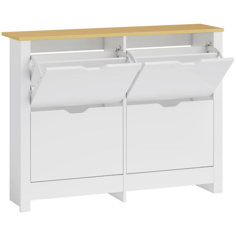 SCHUHKIPPER DE-38046 105/26/80 cm mit 4 Klappfächern Weiß - Weiß, Holzwerkstoff (105/80/26cm) - ComfortXL