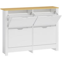 SCHUHKIPPER DE-38046 105/26/80 cm mit 4 Klappfächern Weiß - Weiß, Holzwerkstoff (105/80/26cm) - ComfortXL