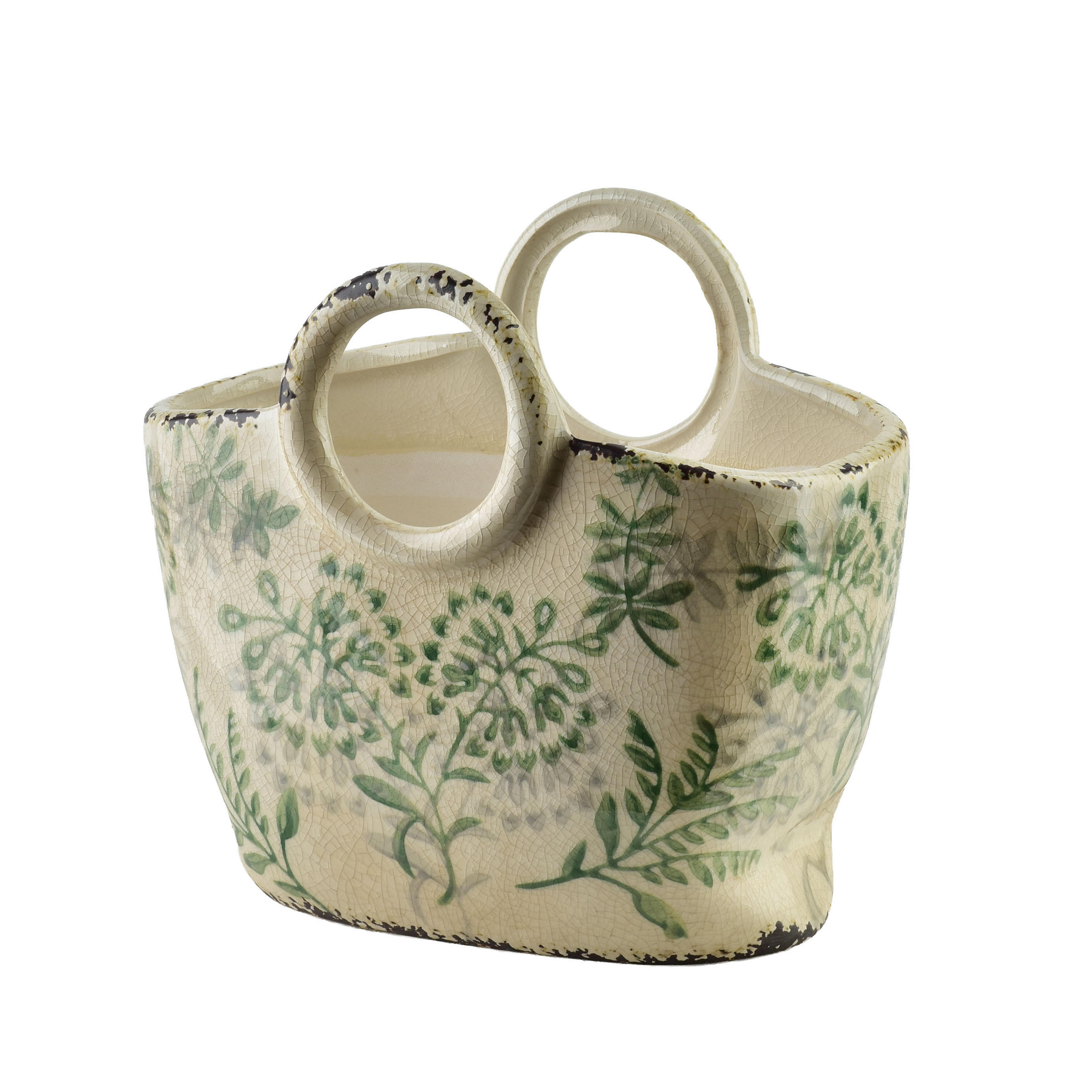 UKRASNA VAZA CROCKET 21x13,5x18,5 cm keramika krem bijela - krem, keramika (21cm) - Mondex