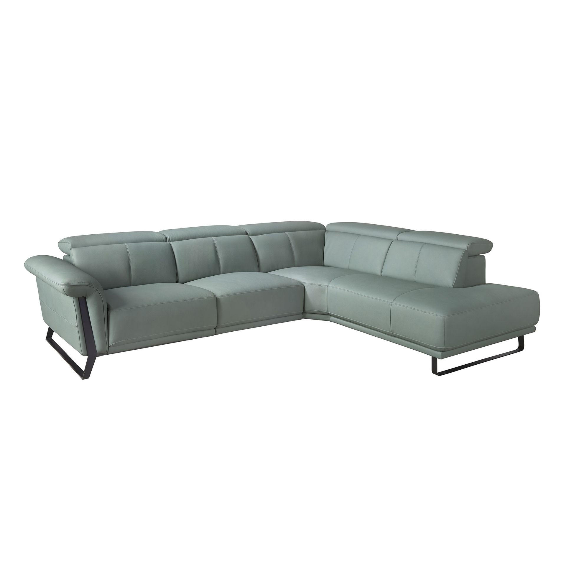 ECKSOFA Relax-Ecksofa rechts in türkisgrünem Leder 306/229/97 cm - Türkis/Schwarz, Leder/Holz (306/229cm) - ANGEL CERDA