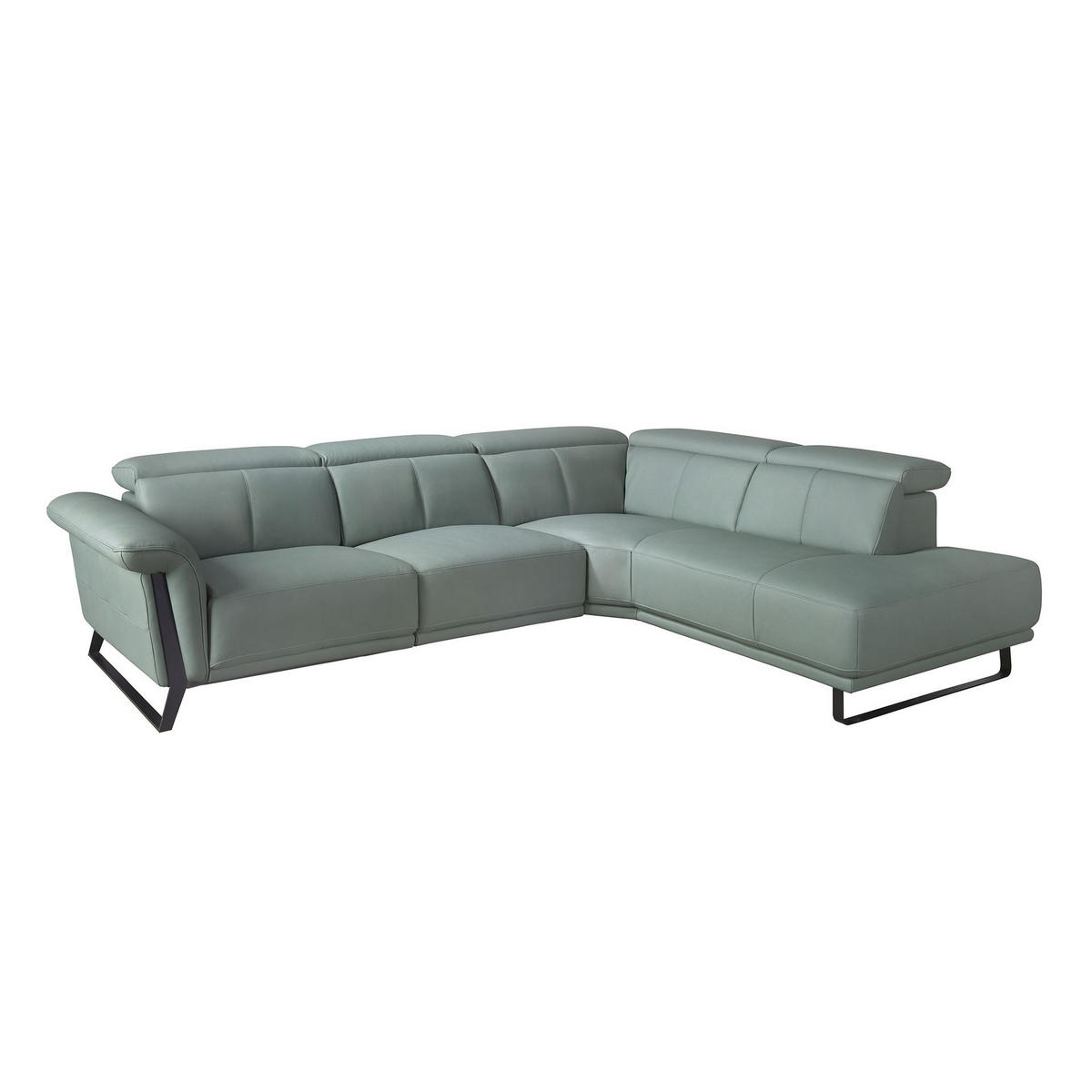 ECKSOFA Relax-Ecksofa rechts in türkisgrünem Leder 306/229/97 cm - Türkis/Schwarz, Leder/Holz (306/229cm) - ANGEL CERDA