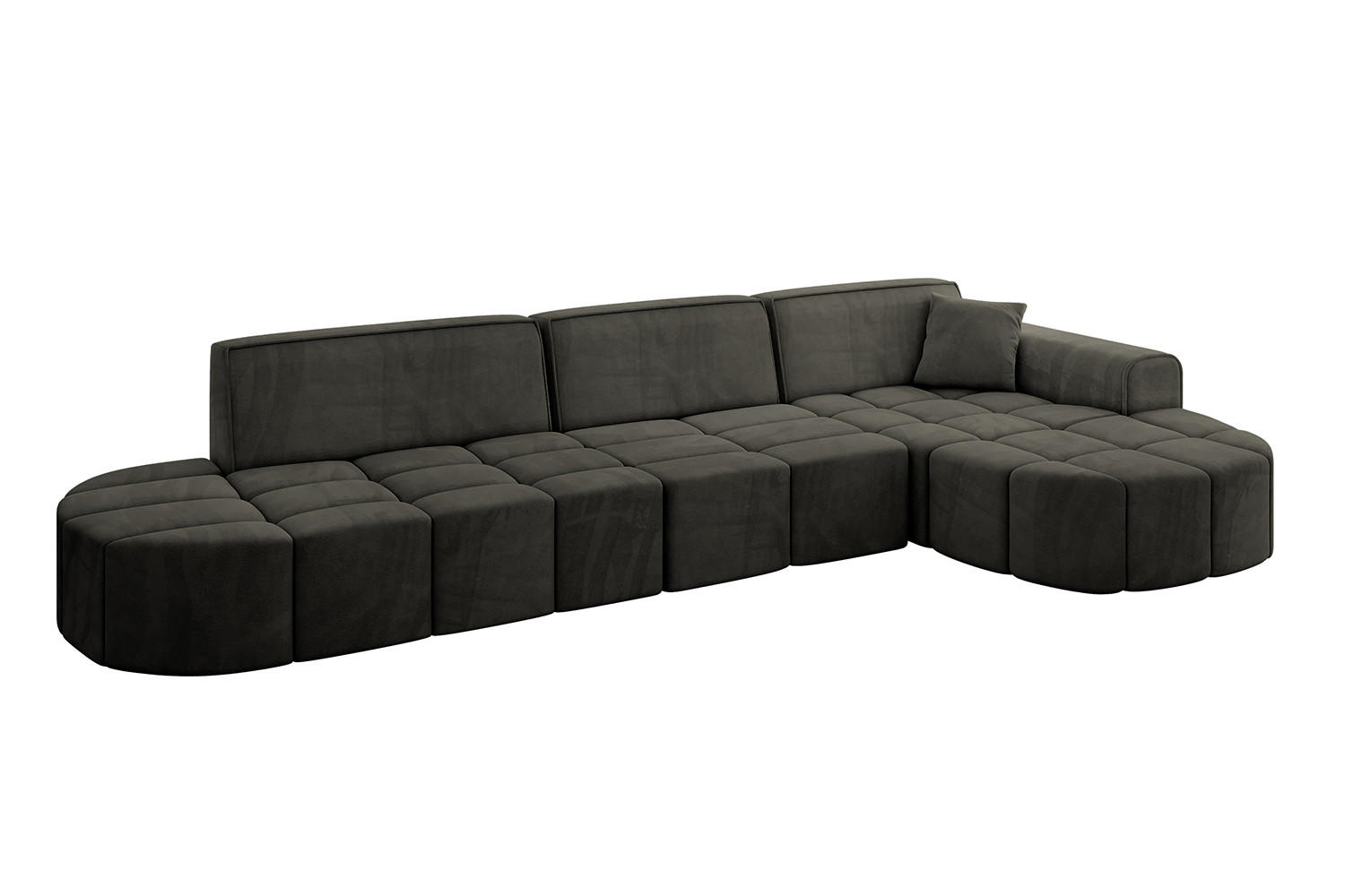 ECKSOFA Ottomane Rechts LIVO-L2 - 337x173x79,5 cm Schwarz - Schwarz, Holzwerkstoff/Textil (337/173cm) - ALTDECOR