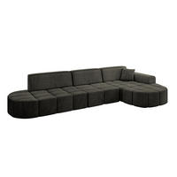 ECKSOFA Ottomane Rechts LIVO-L2 - 337x173x79,5 cm Schwarz - Schwarz, Holzwerkstoff/Textil (337/173cm) - ALTDECOR