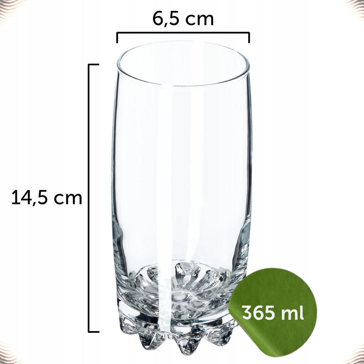KADAX Gläser-Set für Saftgetränke, 6-tlg. 365 ml - Transparent, Glas - KADAX