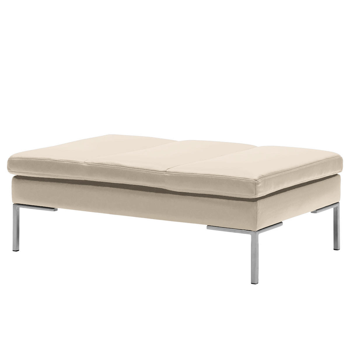 POLSTERHOCKER - Chromfarben/Hellgrau, Leder/Metall (108/40/69cm) - home24