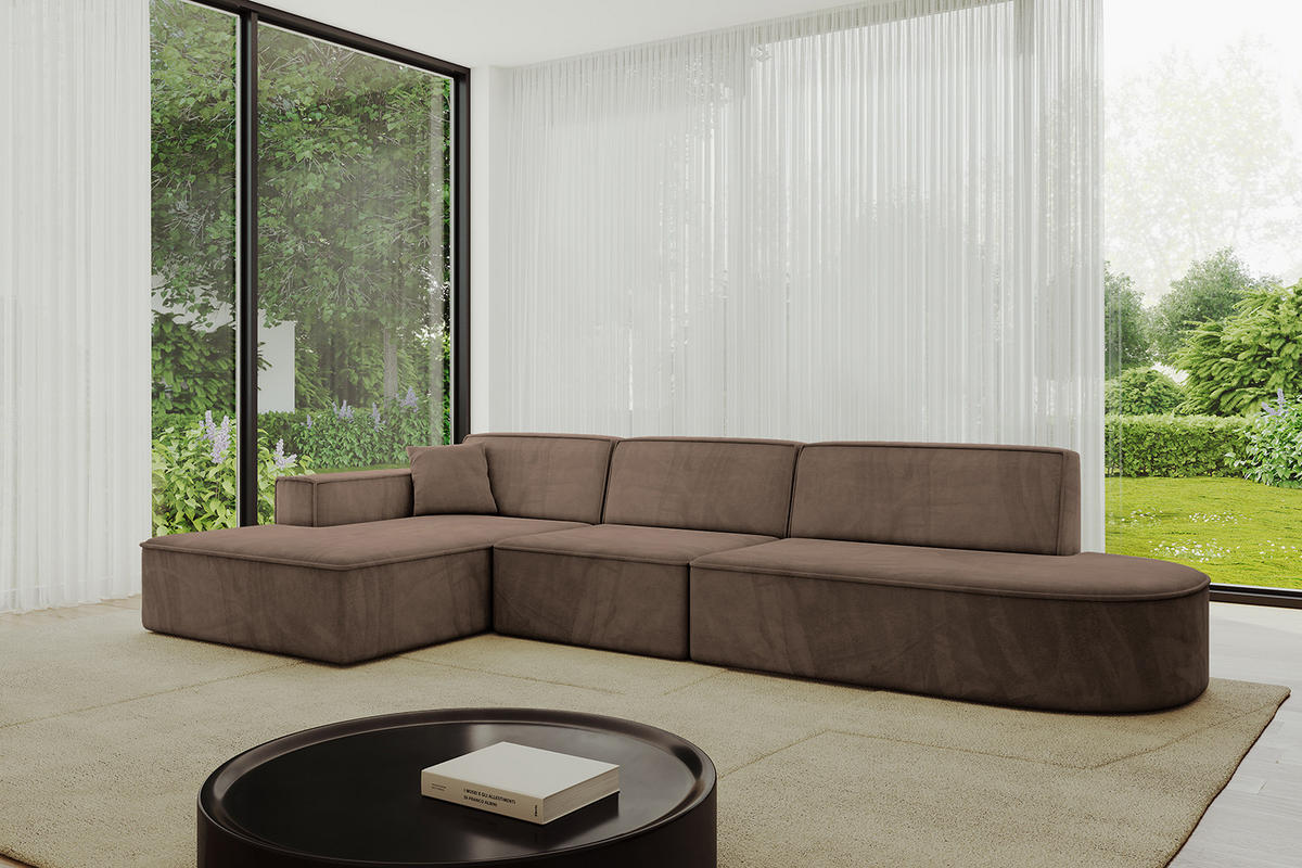 ECKSOFA Ottomane Links IREA-L2-v4 - 328x171x79 cm Braun - Braun, Holzwerkstoff/Textil (328/171cm) - ALTDECOR