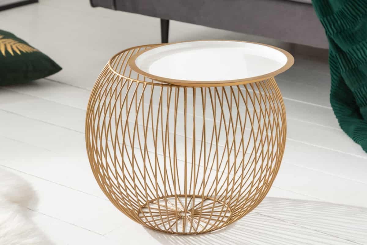 COUCHTISCH STORAGE rund Weiß 41cm - Weiß, Metall (41/41/33cm) - riess-ambiente