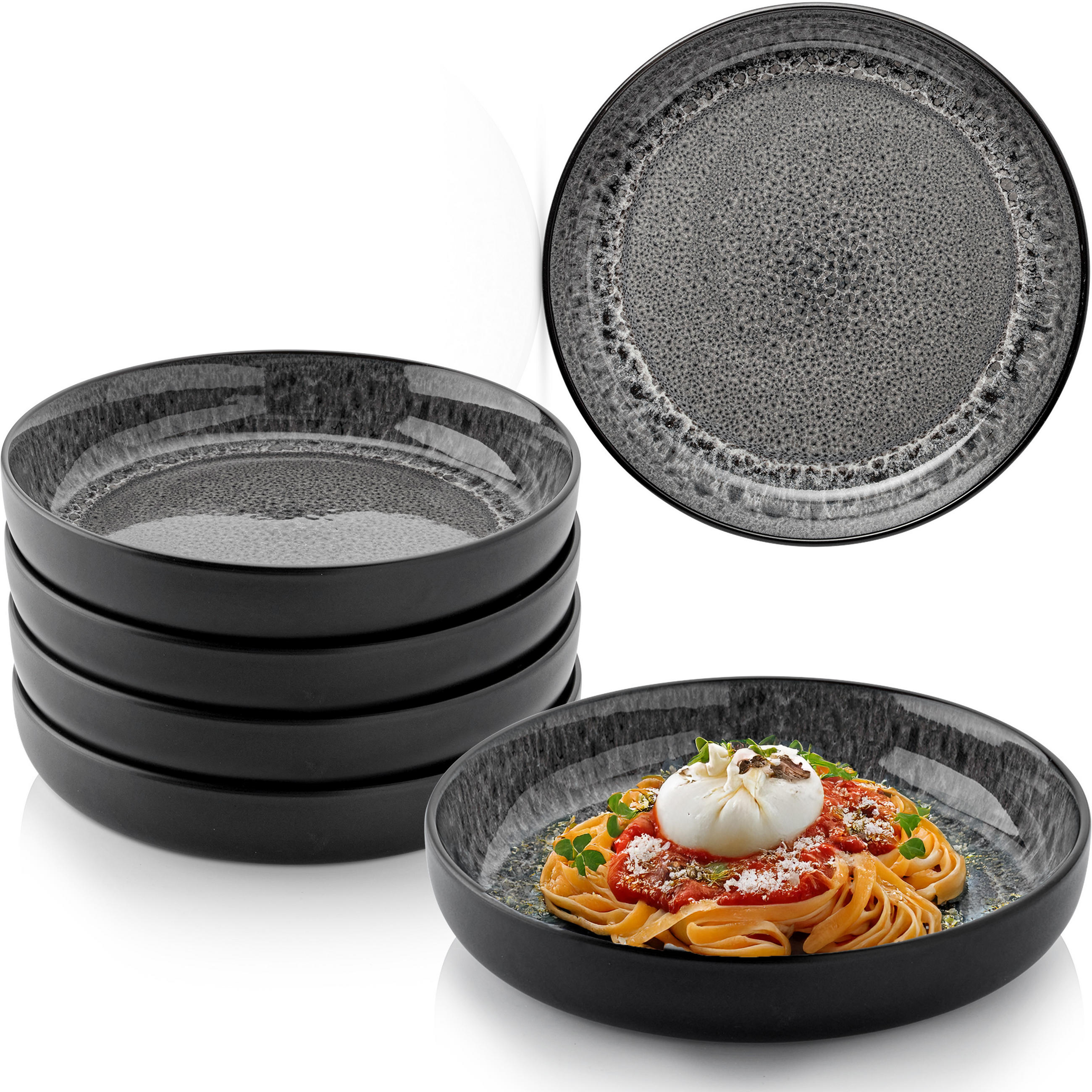PASTASCHALEN SET SYDNEY - 6 teilig aus Steingut - Grau, Keramik (22cm) - Sänger