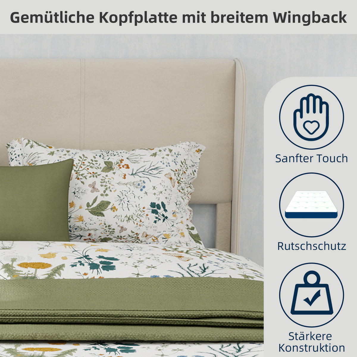 POLSTERBETT 140/200 cm in Beige Stoff - Beige, Holzwerkstoff/Textil (140/200cm) - WISHDOR