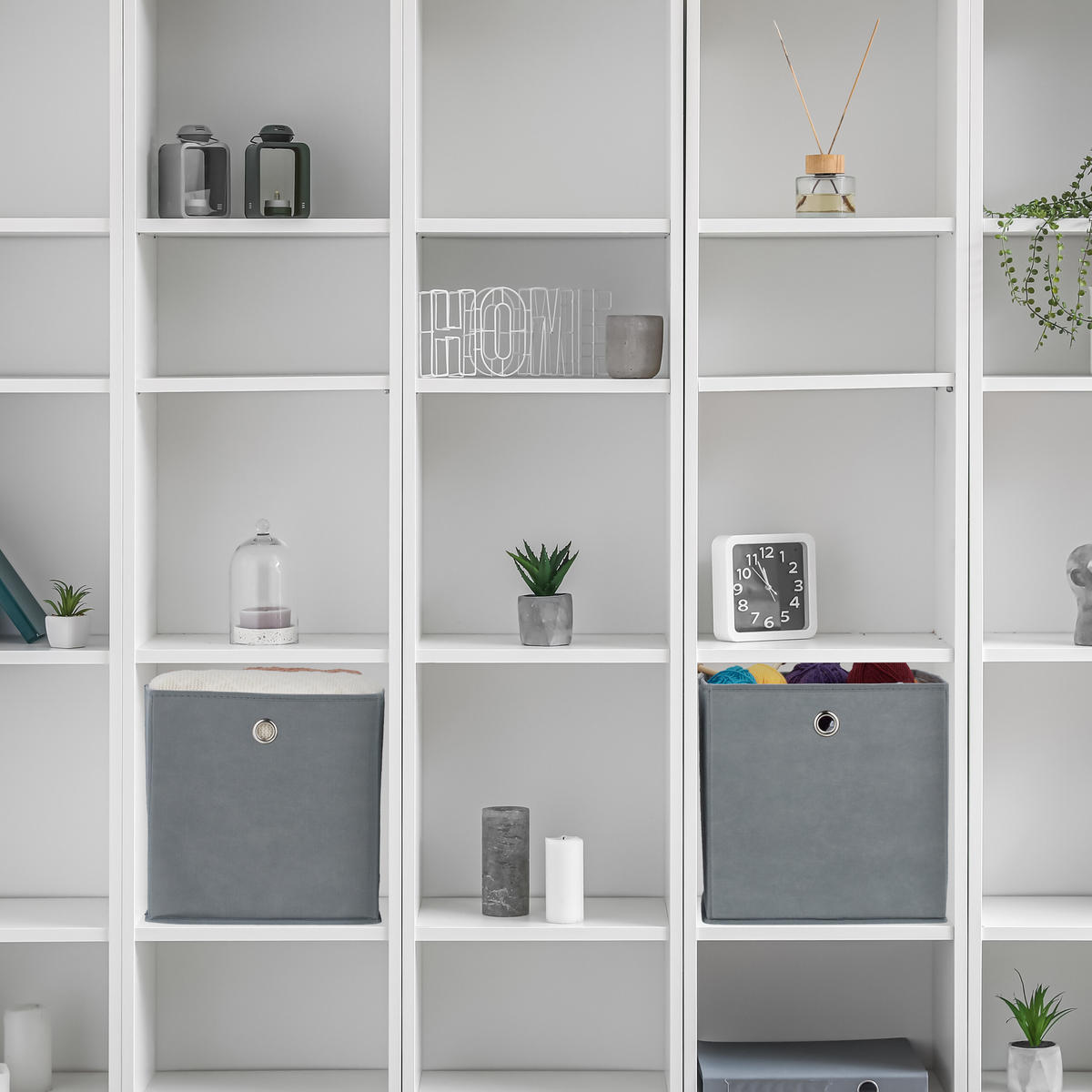 4XSHRANJEVALNA škatla - siva, kovina/tekstil (30/30/30cm) - Relaxdays