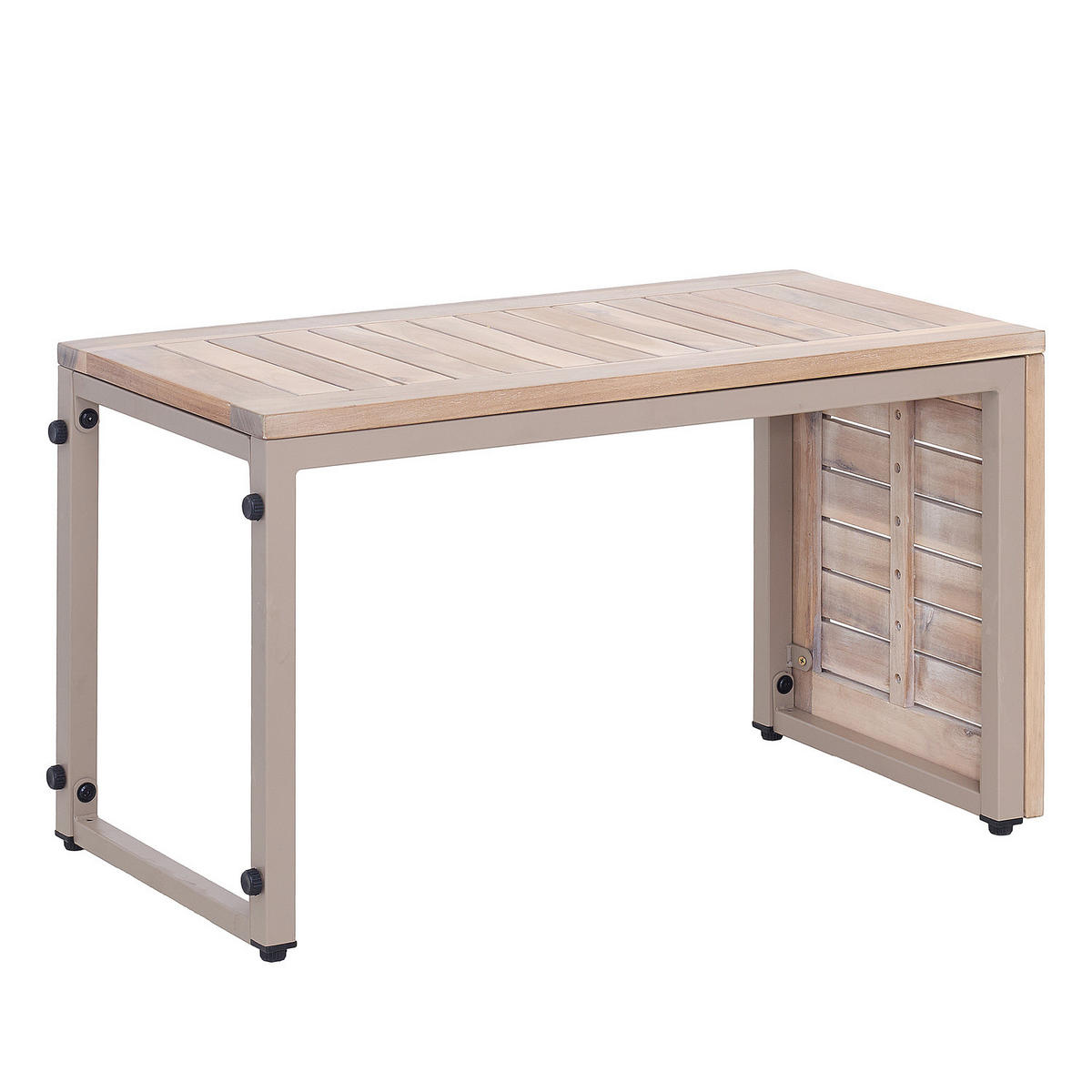 LOUNGESET - Akazie massiv / Polyester - Braun / Grau - 3-teilig - Taupe, Holz/Textil - home24