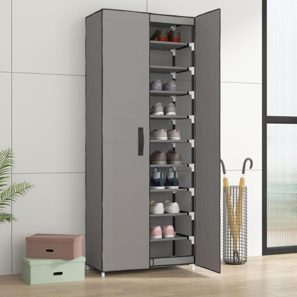 SCHUHSCHRANK Grau 60x30x166 cm Stoff - Grau, Textil (60/166/30cm) - furnicato