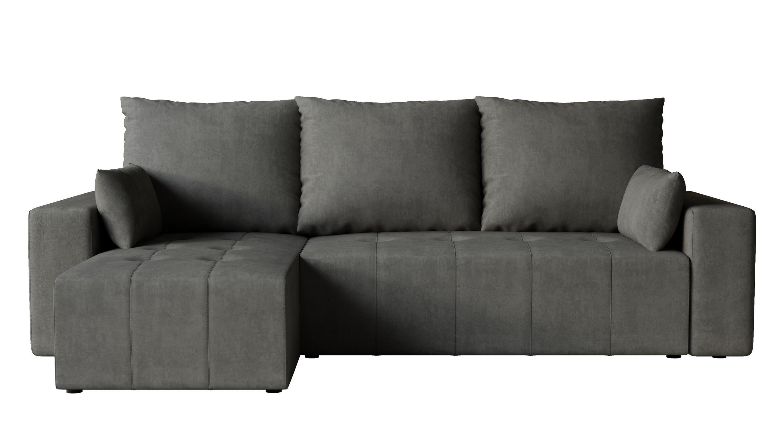 ECKSOFA Tico mit Bettkasten und Schlaffunktion, L-Form/XL-Form, Velourstoff, Universal - Graphitfarben, Holzwerkstoff (246/145cm) - 4ALL HOME