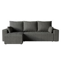 ECKSOFA Tico mit Bettkasten und Schlaffunktion, L-Form/XL-Form, Velourstoff, Universal - Graphitfarben, Holzwerkstoff (246/145cm) - 4ALL HOME