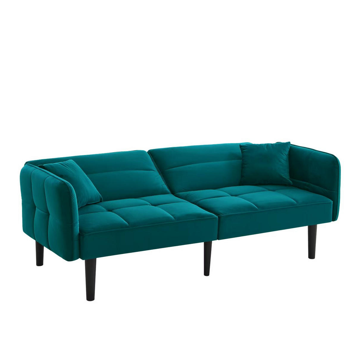 SCHLAFSOFA 176/78/76 cm Antikes Blaugrün Samt mit klappbaren Armlehnen - Petrol, Textil (176/76/78cm) - Oxeza