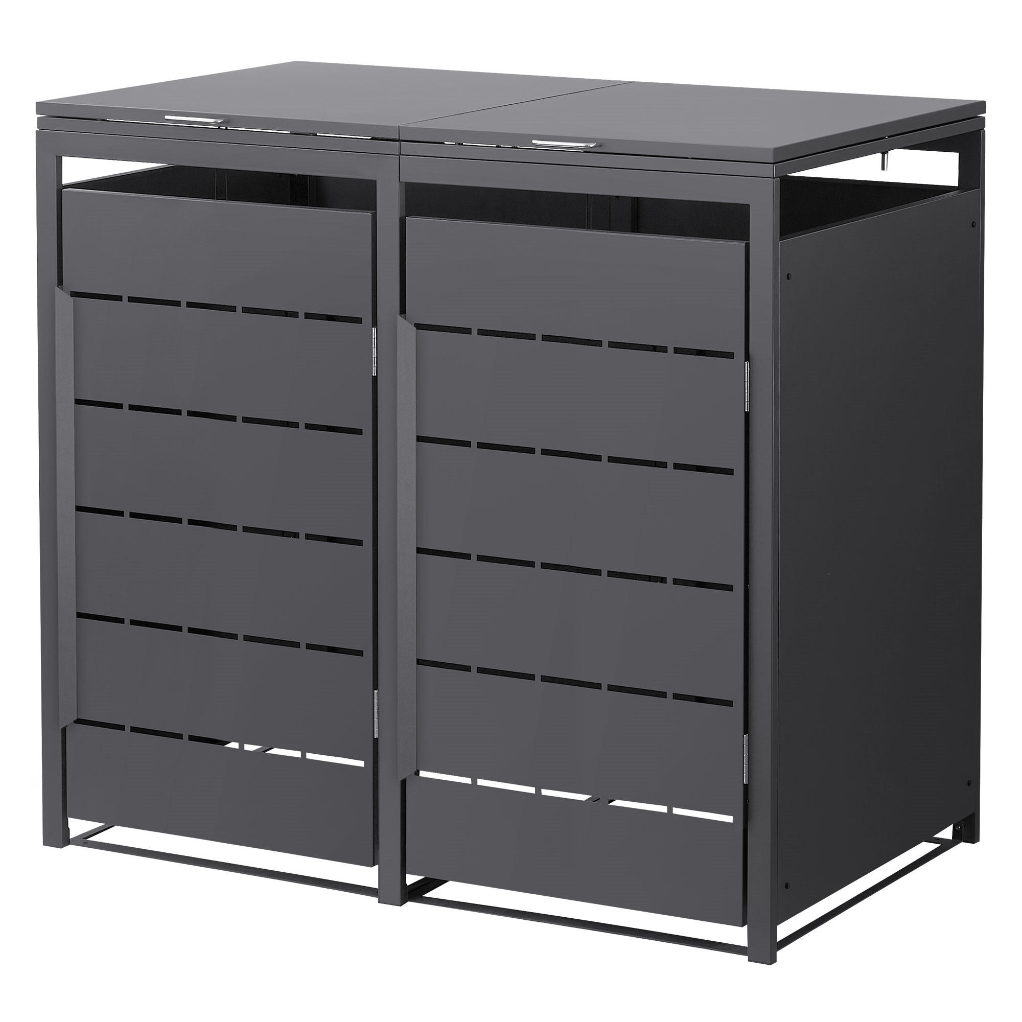 MÜLLTONNENBOX 2er 240L 132x80x120 cm Anthrazit aus Stahl wetterfest - Anthrazit, Metall (80/120/132cm) - ML-DESIGN