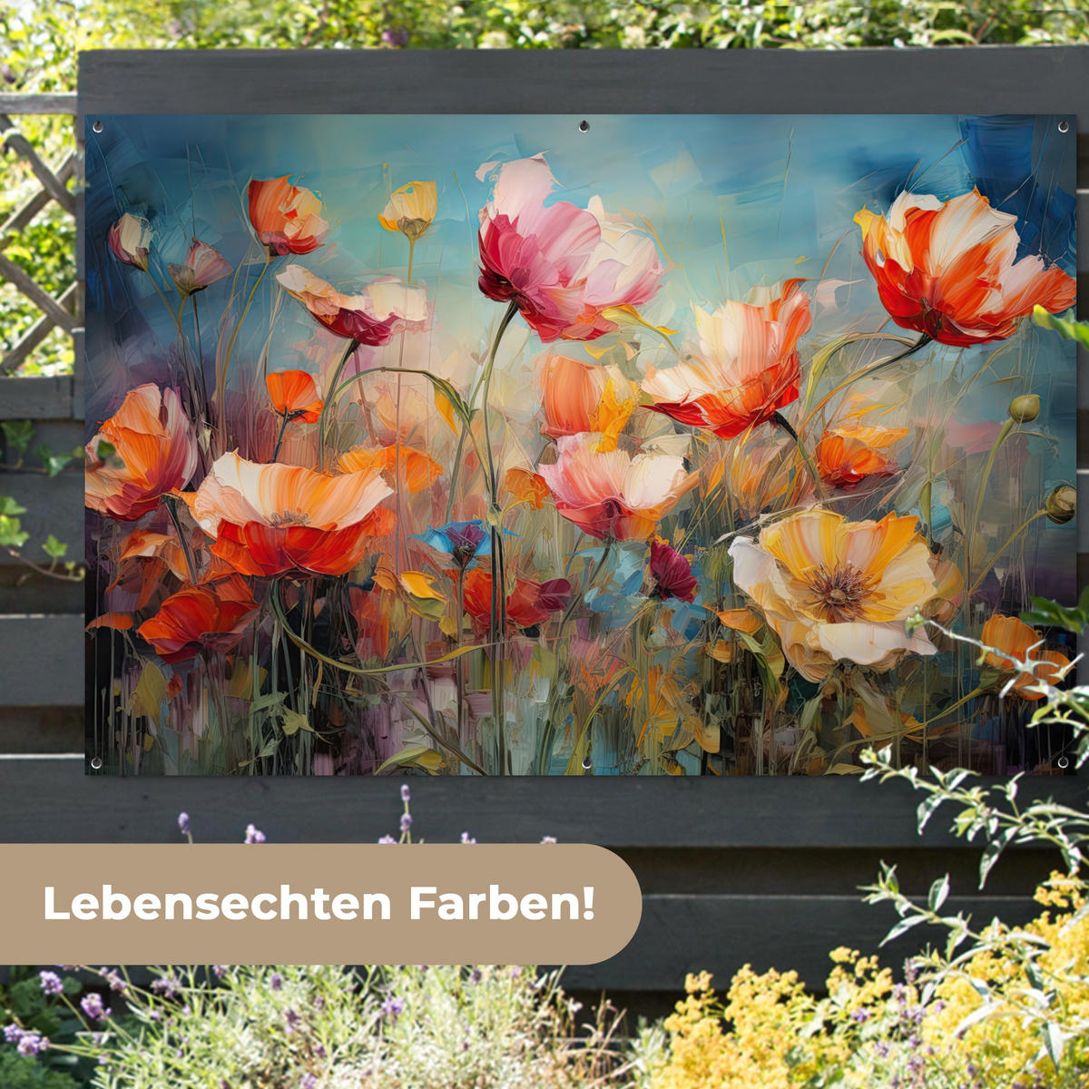 ZAHRADNÍ PLAKÁT Květiny - Akvarel - Umění - Botanické - Příroda 180x120 cm - pomerančová, plast (180/120/0.2cm) - OnlyWow
